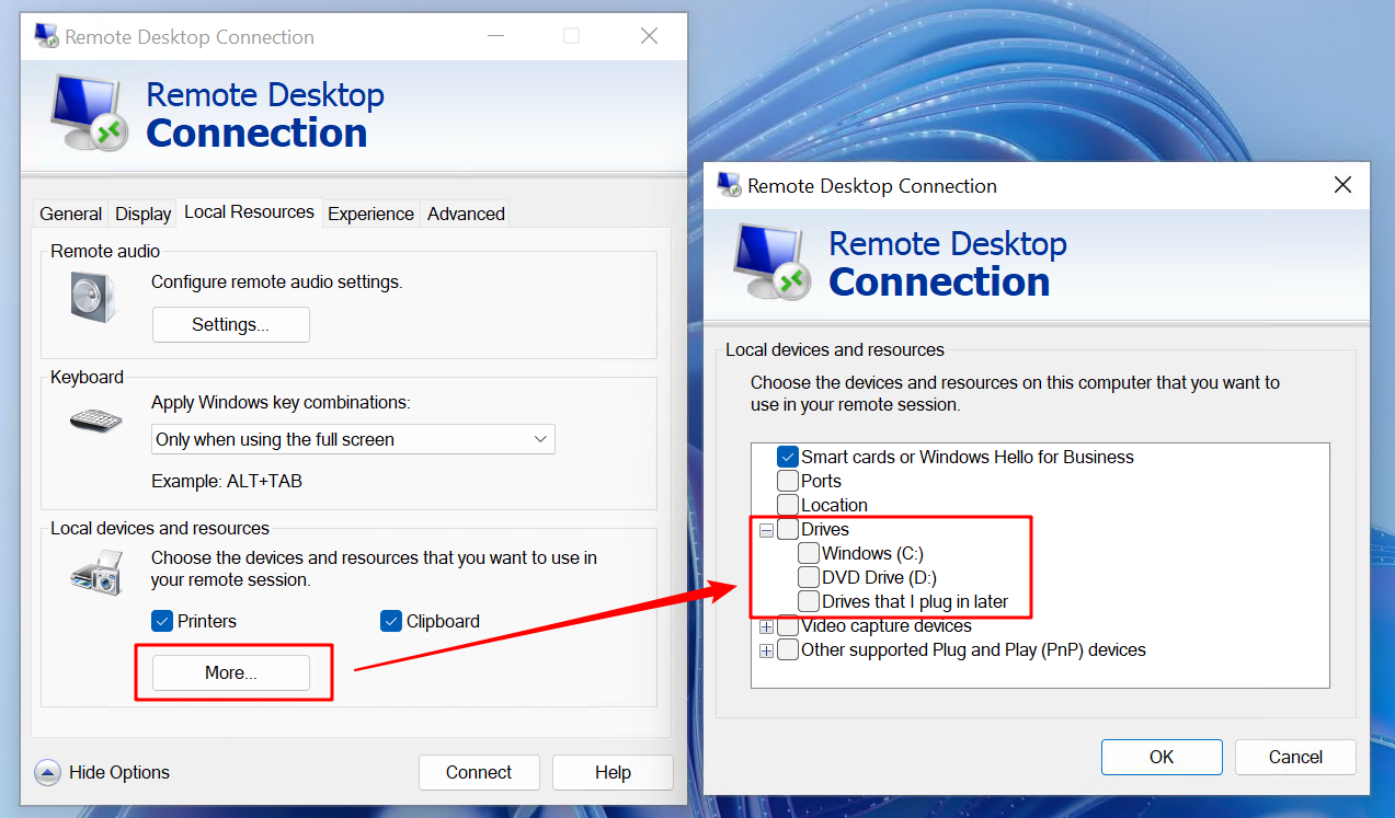 [feature request] How to Disable Drive Mapping in Remote Desktop (MSRDC