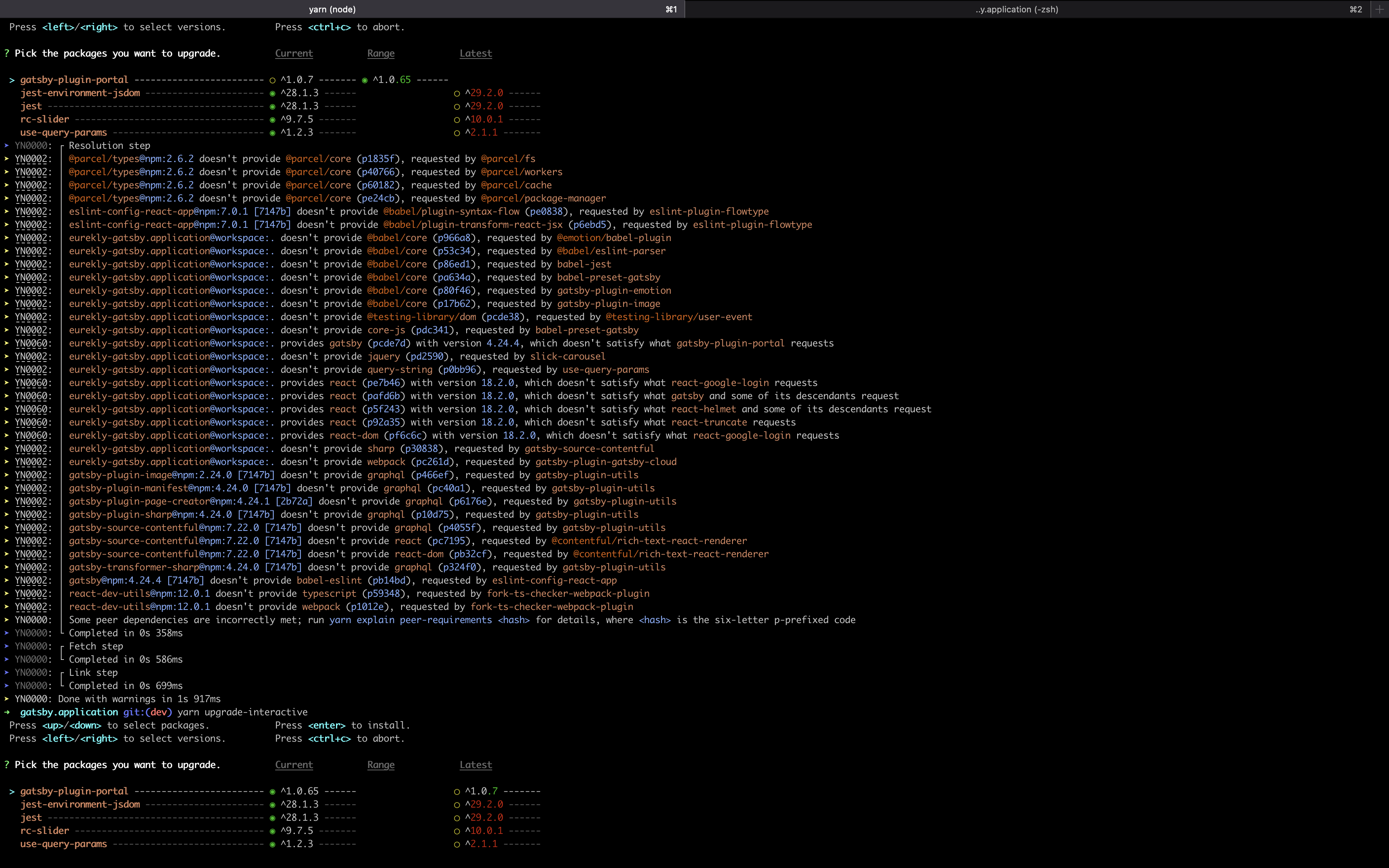 [Bug?] "yarn upgradeinteractive" enters cycle · Issue 4968 · yarnpkg