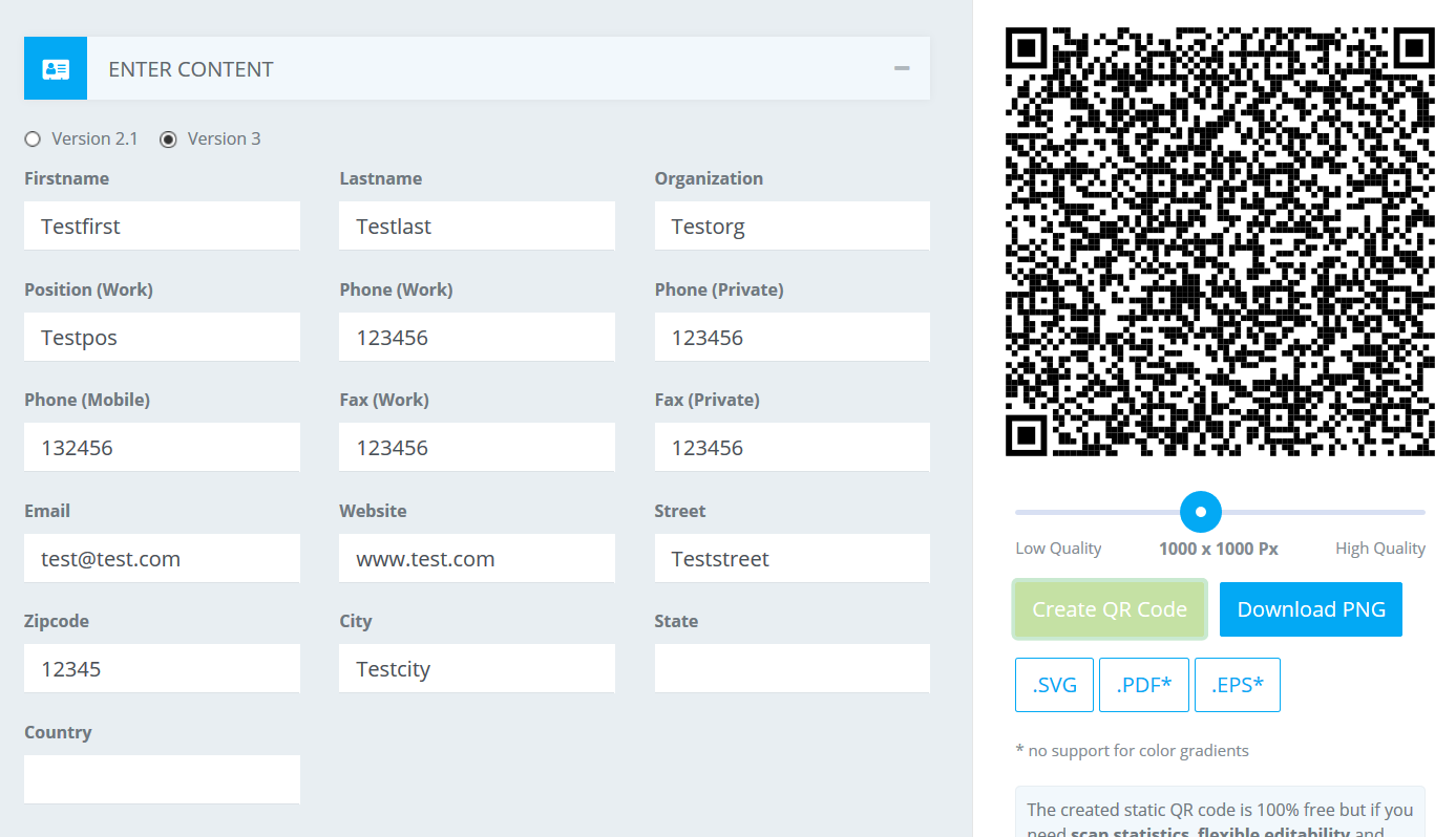 VCard QR code take over postal address to contacts · Issue 95