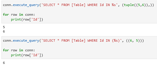 SQL query with IN condition · Issue #726 · pymssql/pymssql · GitHub