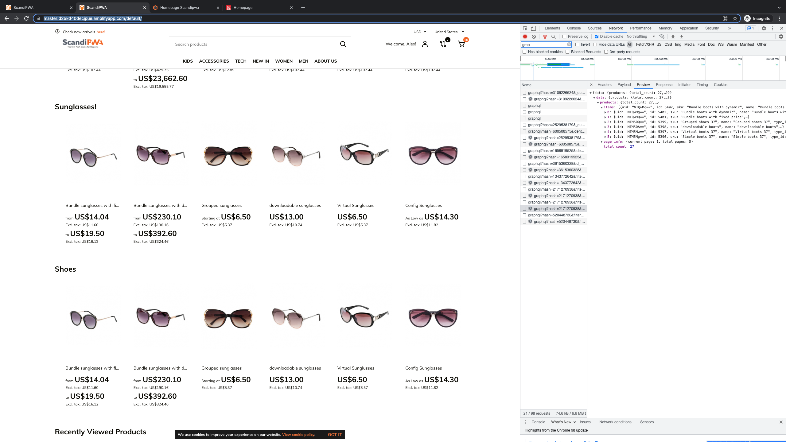 Wrong products are displayed in widgets if user did changes in widget ...