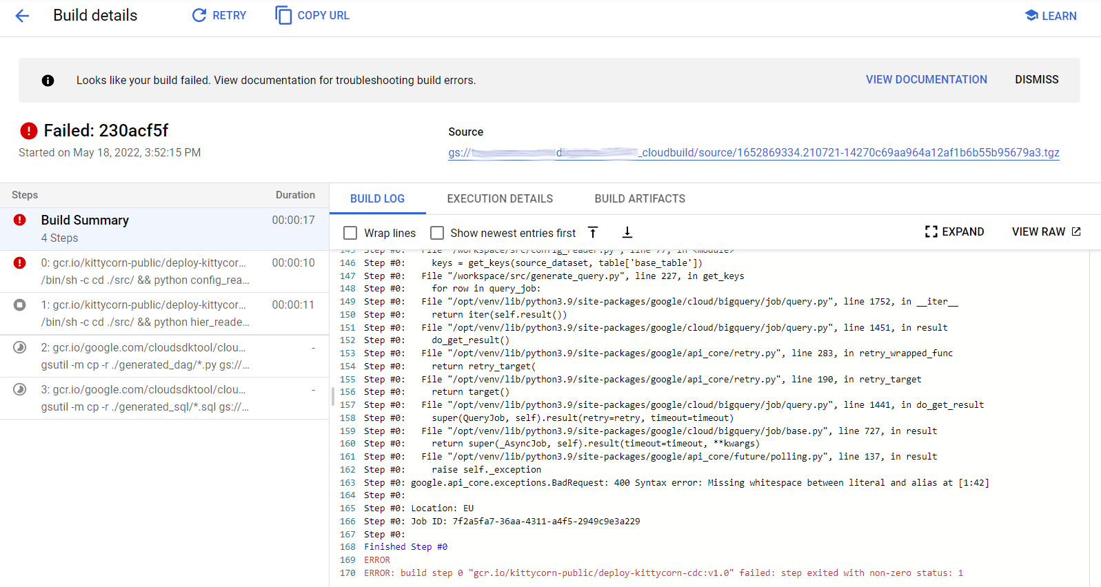 gcloud build fails / Error when using _TEST_DATA · Issue #5 ...