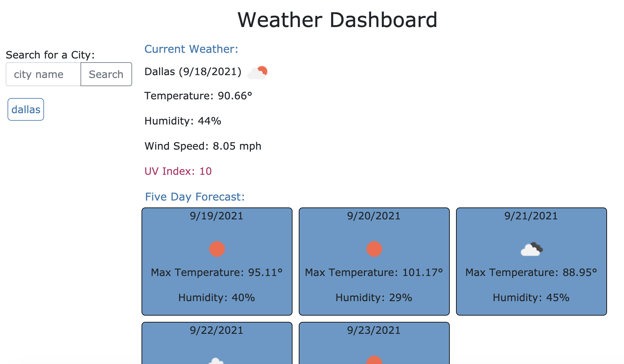 GitHub - DoubleLForce5/Weather_Dashboard: The weather dashboard allows ...