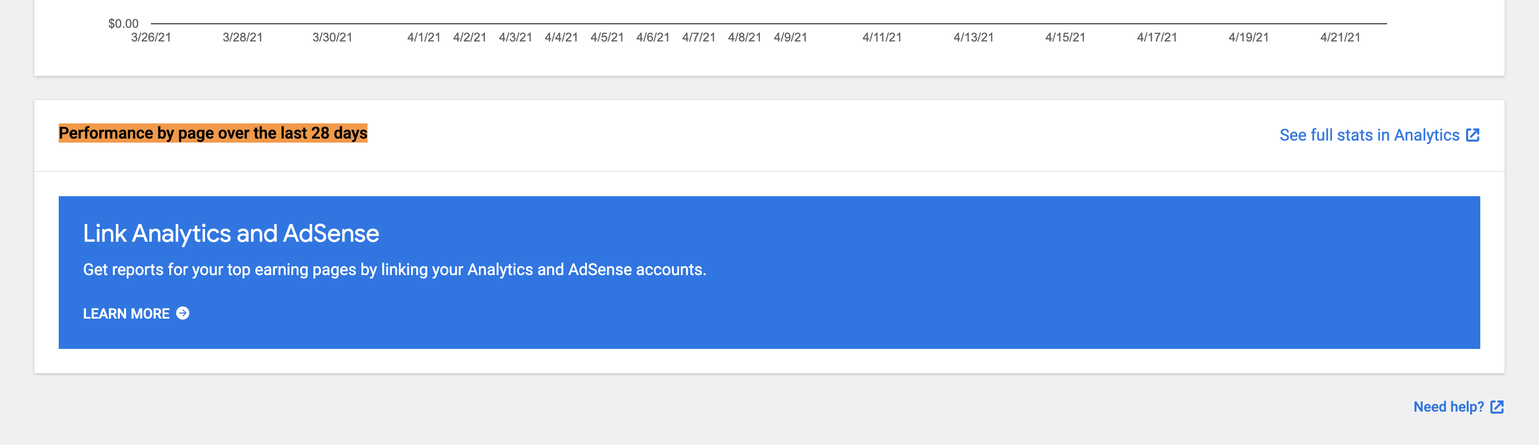 Migrate AdSense page "Performance by page" widget to use Widget API