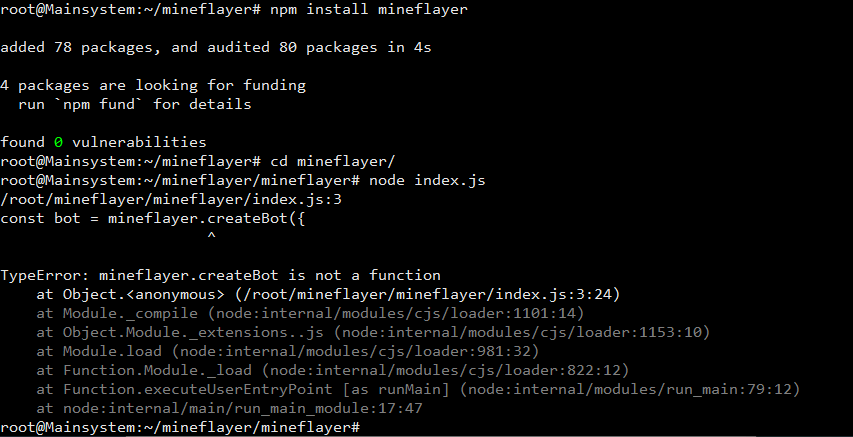 CreateMethod broken · Issue #2265 · PrismarineJS/mineflayer · GitHub