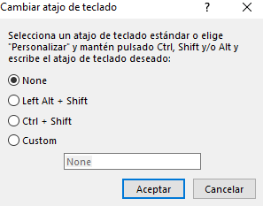 keyboard shortcut screen