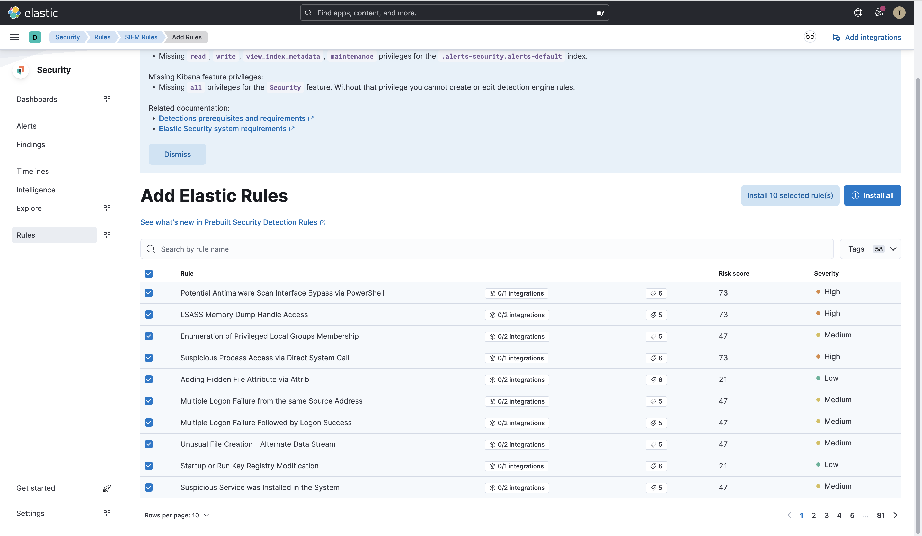 [Security Solution] User with Security Read privileges can install and