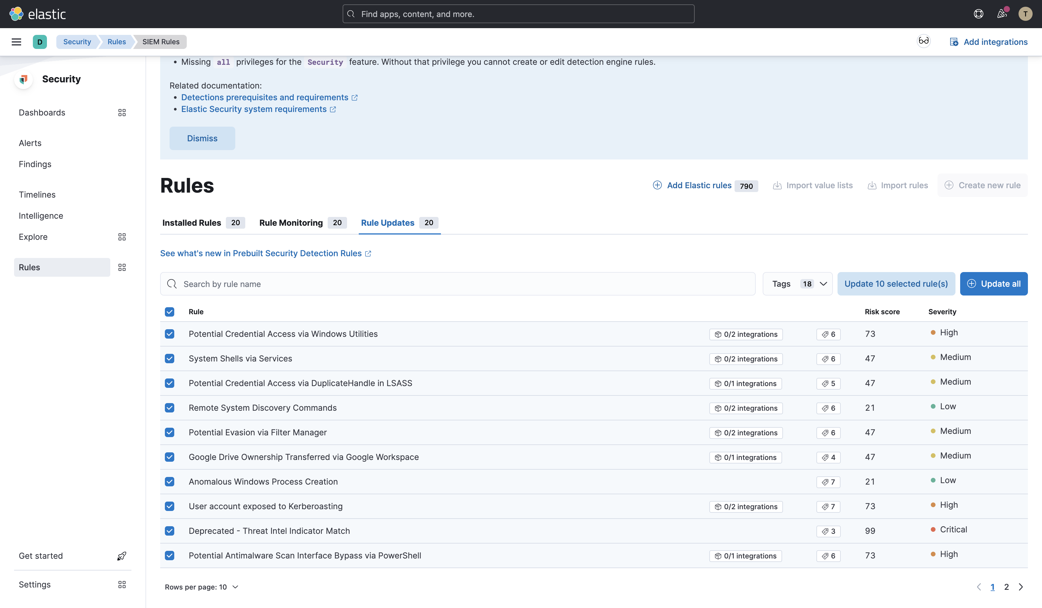 [Security Solution] User with Security Read privileges can install and