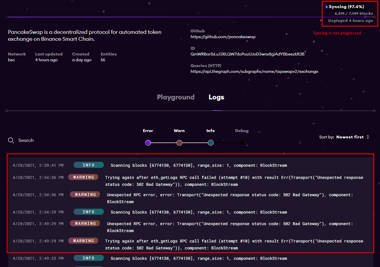 Unexpected RPC error, error Transport("Unexpected response status code