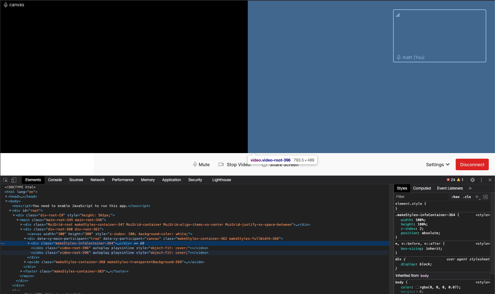 Canvas.captureStream() as a VideoTrack Remote Participants see only