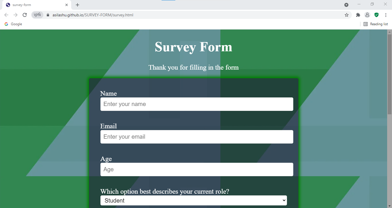 GitHub - Asilashu/SURVEY-FORM: Survey form developed using HTML CSS