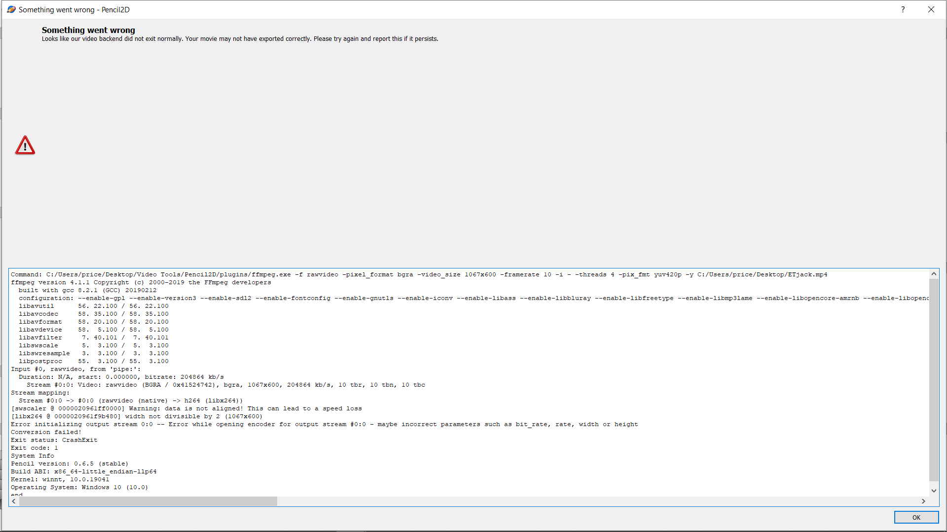 Pencil2D_Error_Exporting_Movie
