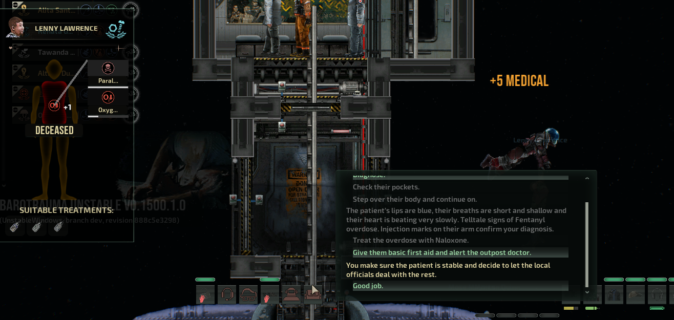 Ability to examine and trigger event while relative npc is unconscious