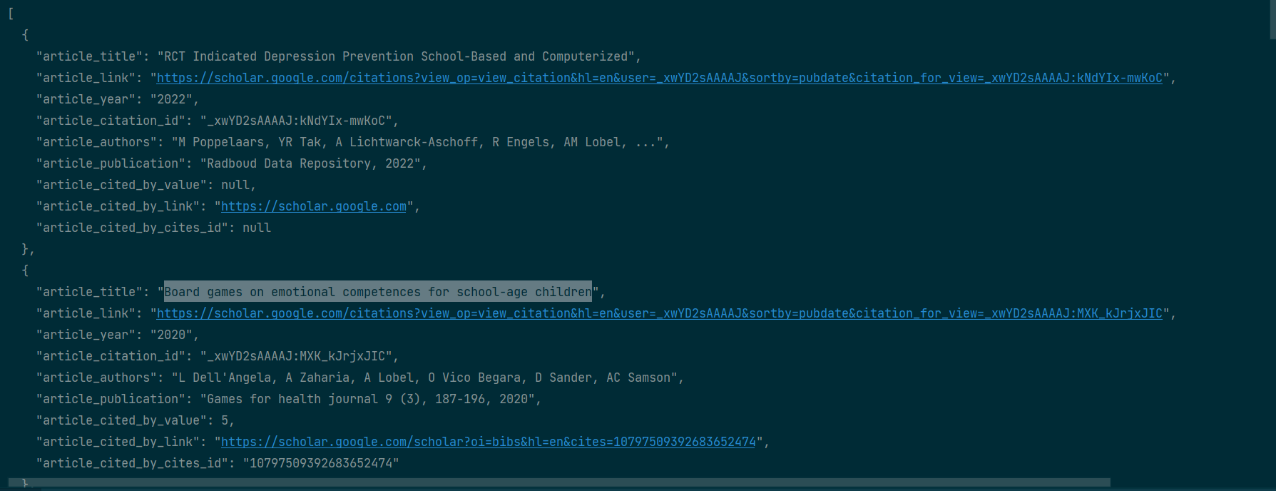 [Google Scholar Author API] Extraction of articles in reverse order ...