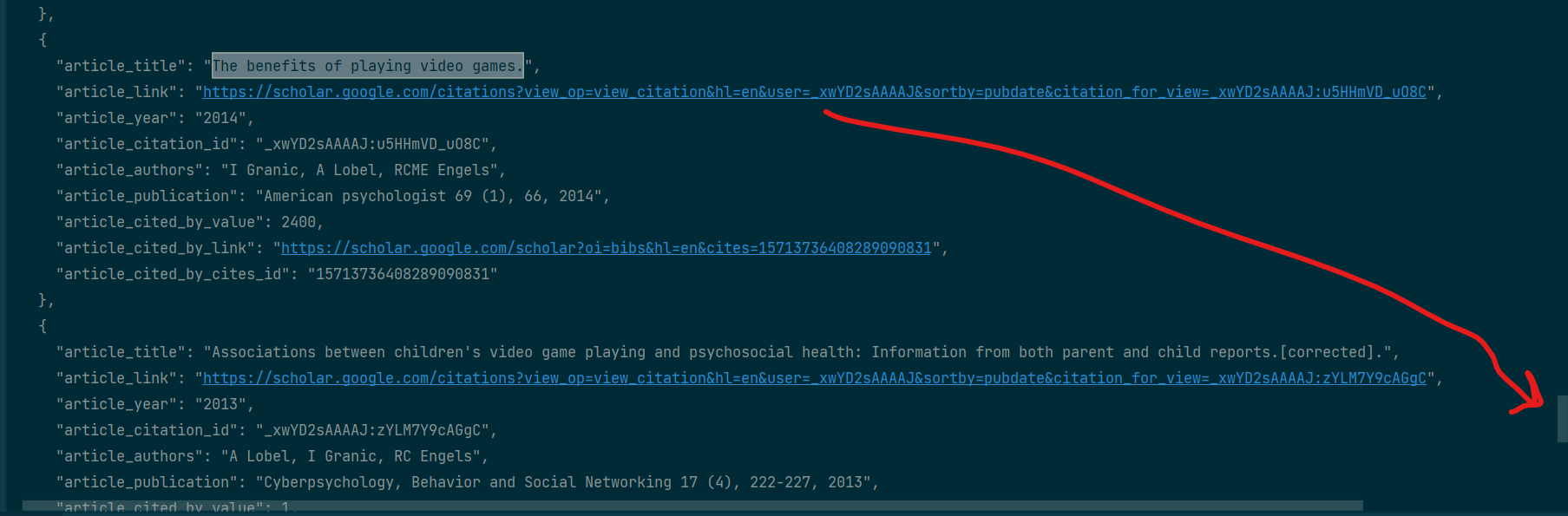 [Google Scholar Author API] Extraction of articles in reverse order ...