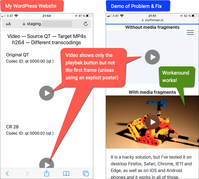 Video Block First frame not shown as the poster on iOS Safari — Fix