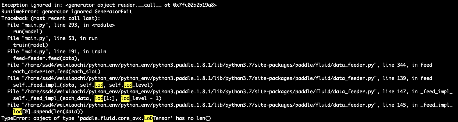 用DataFeeder 读lod 数据会报错 · Issue #29439 · PaddlePaddle/Paddle · GitHub