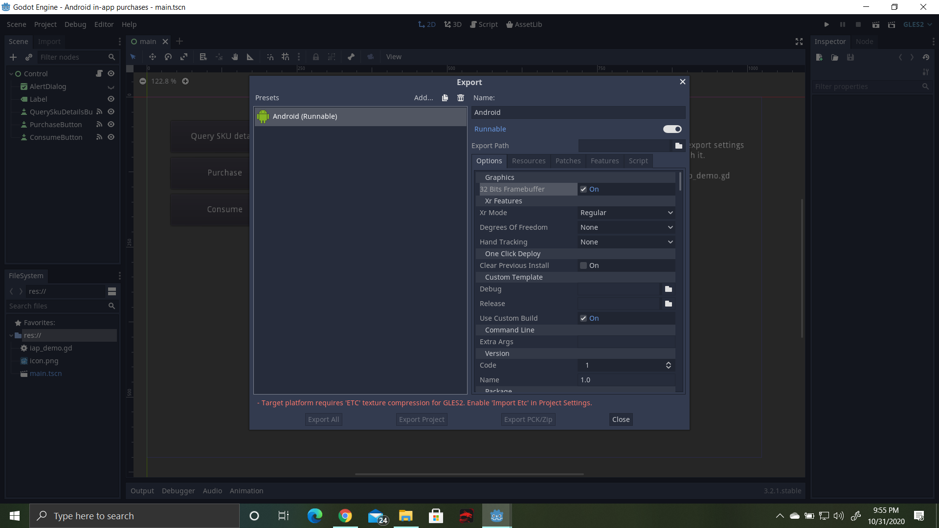 Godot IAP checkbox not appear in android export settings · Issue #545 ...