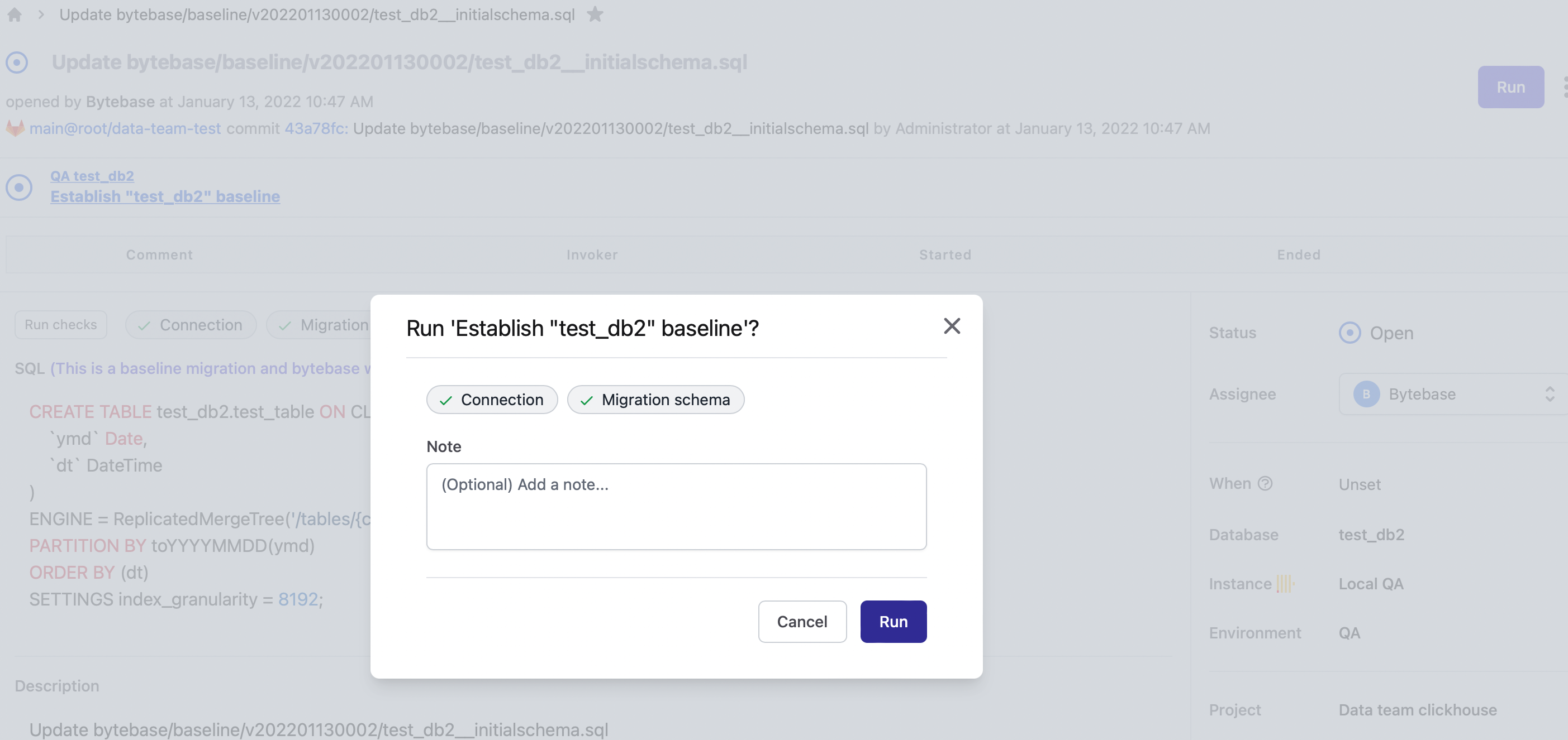 VCS baseline tries to apply sql to db and fails (Clickhouse) · bytebase ...