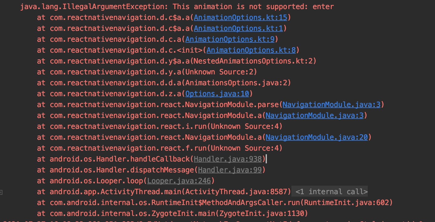 [7.11.3] Android crash: This animation is not supported: enter · Issue ...