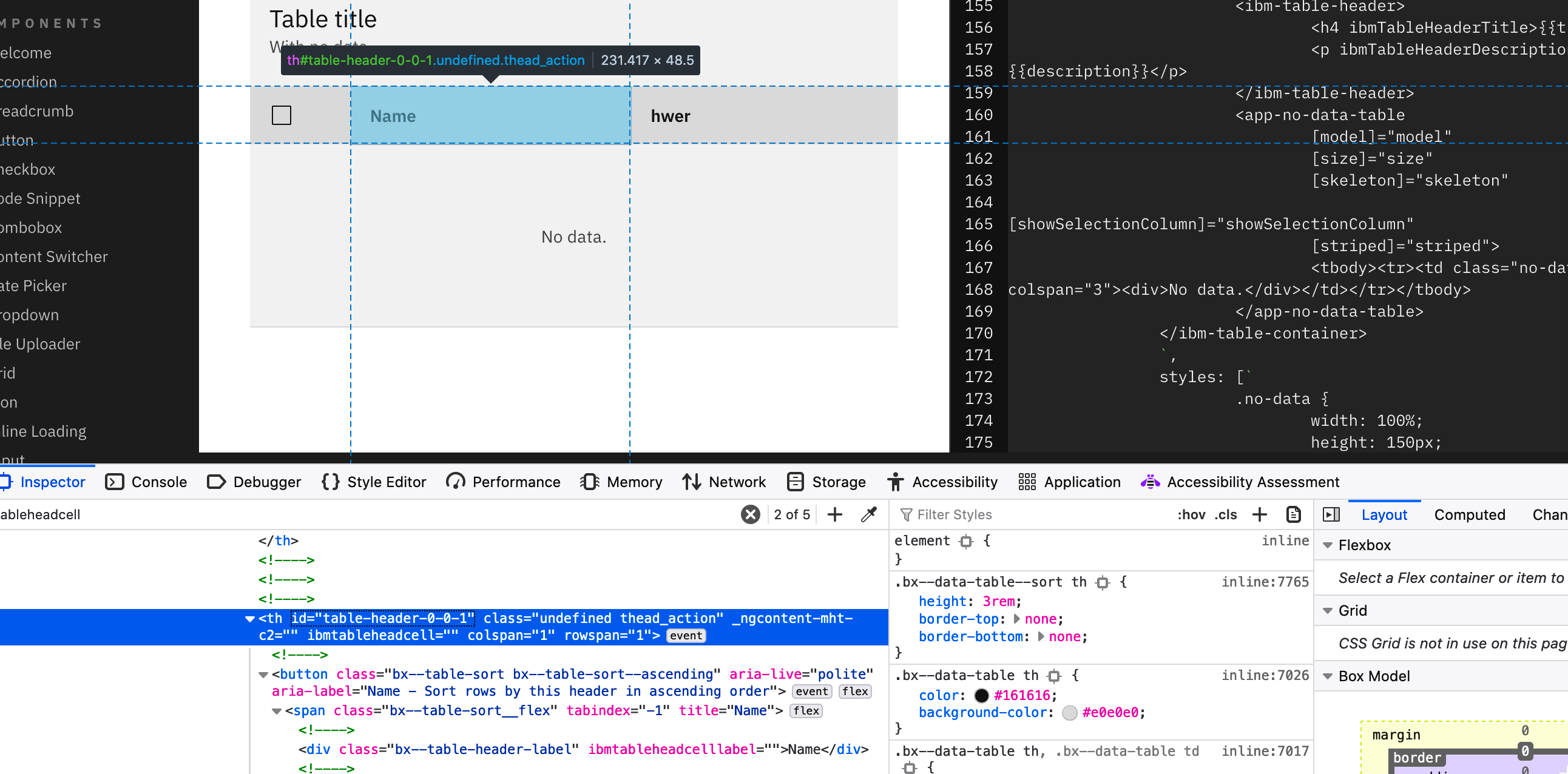 Accessibility violation for ibm-table when there is no table data ...