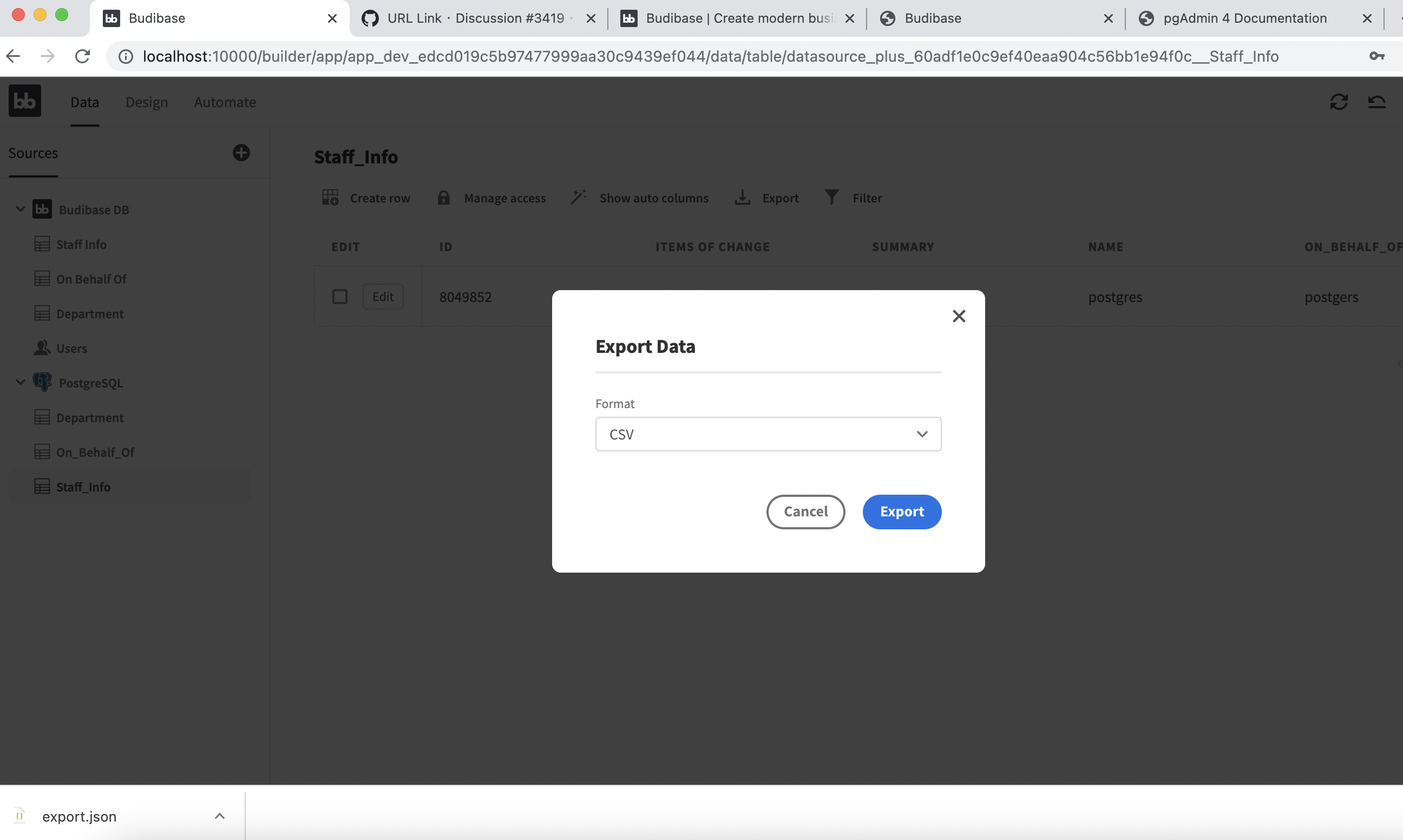 Cannot export .csv file · Budibase budibase · Discussion #3431 · GitHub