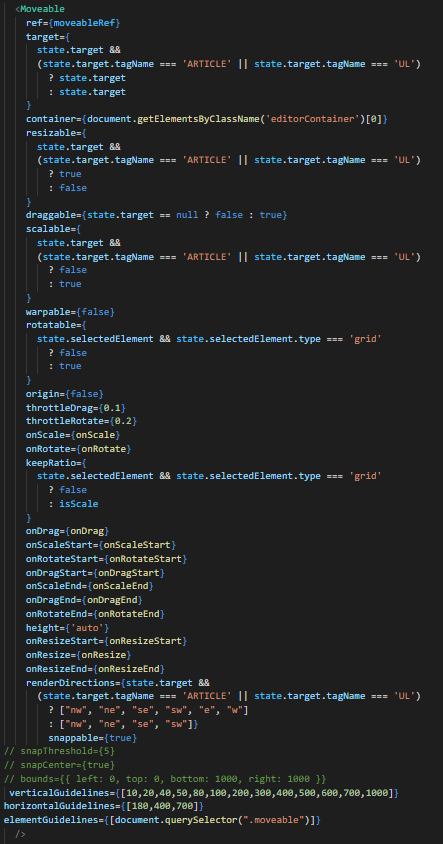 Moveable-code-snippet