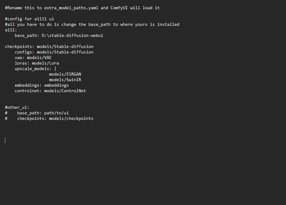 Need help to set the path of a111 in "extra_model_paths.yaml" · Issue