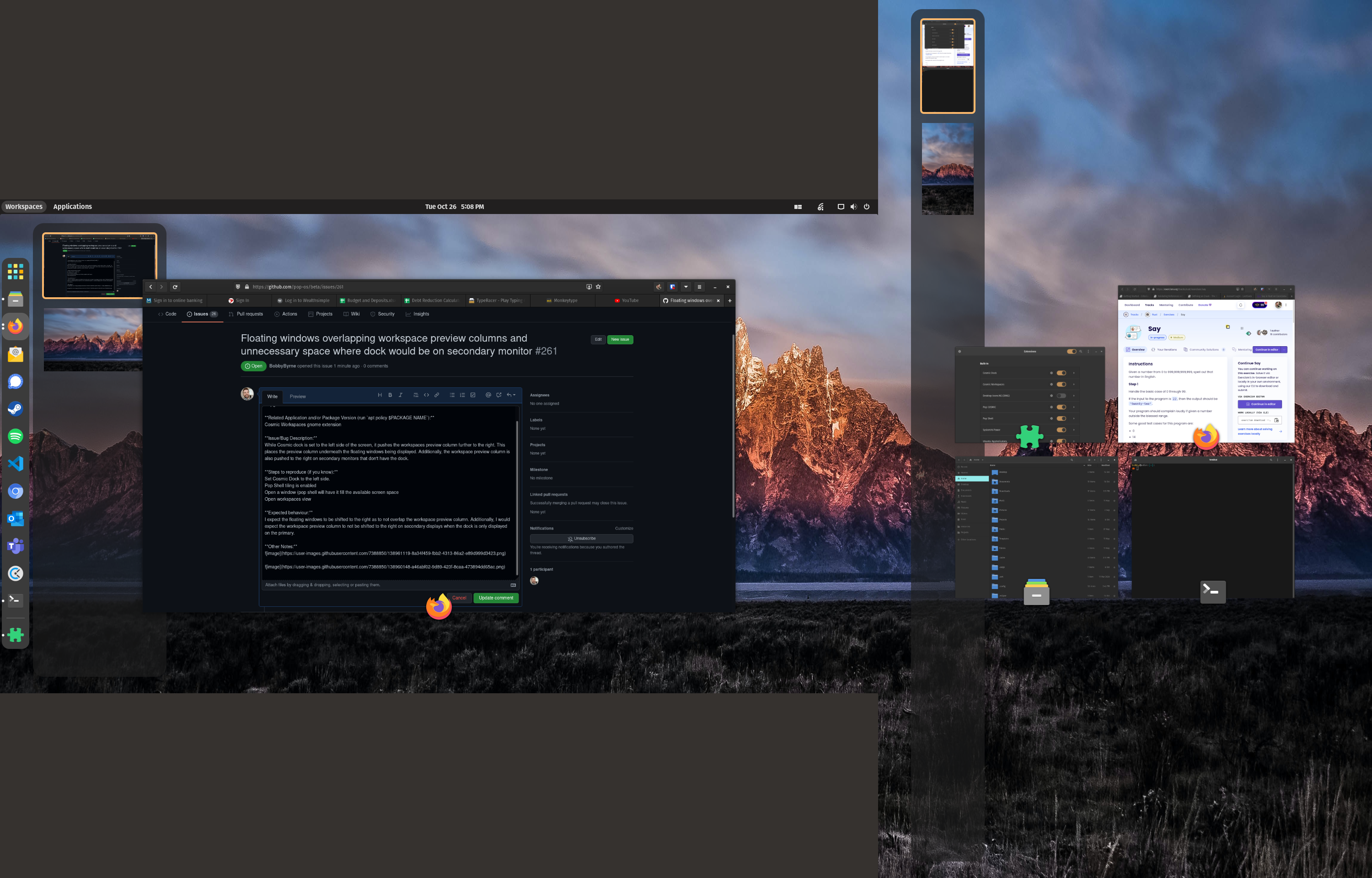 Windows Overlapped Floating windows overlapping workspace preview columns and unnecessary ...