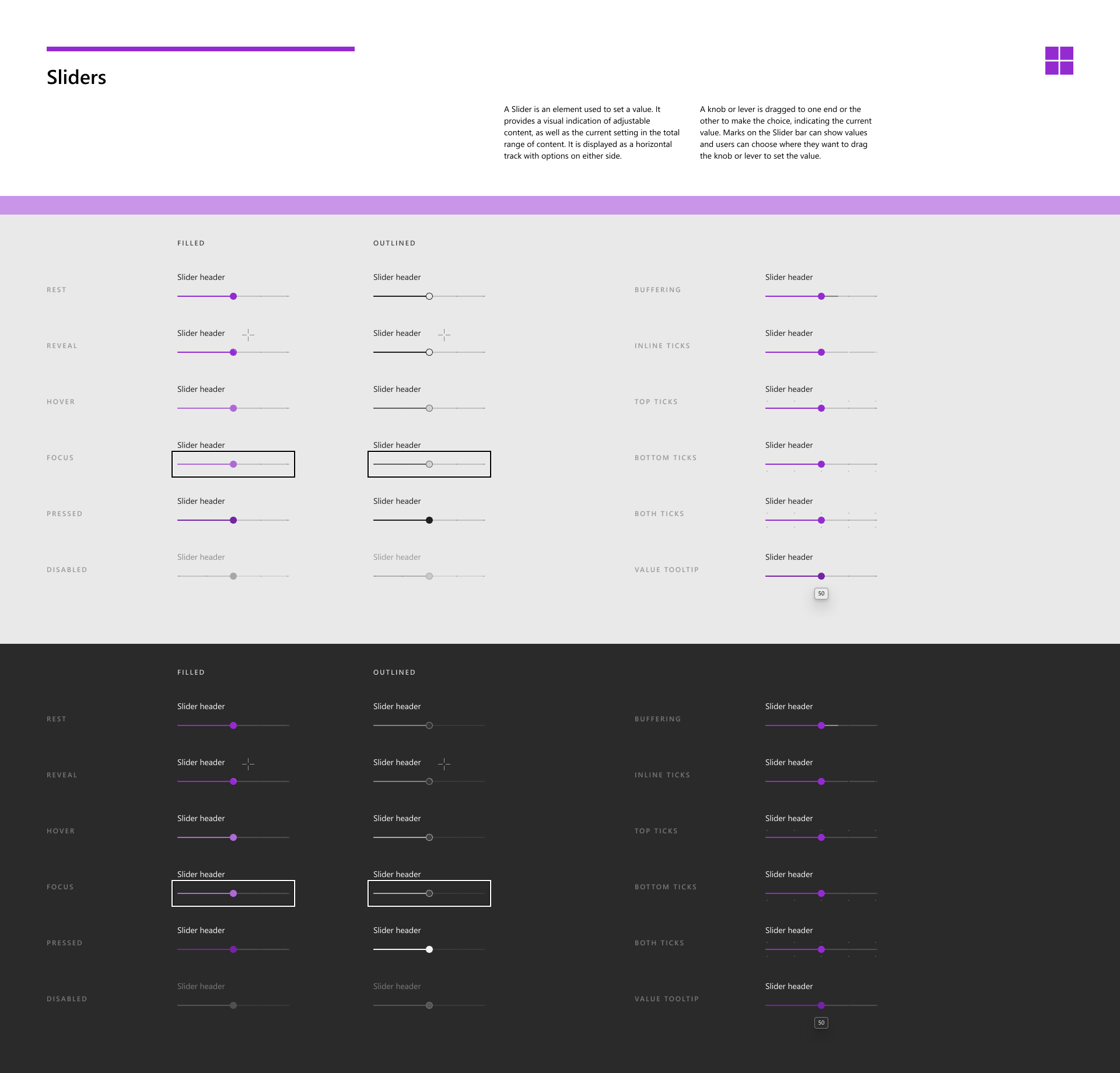 Proposal Update Slider Hover colours to match similar controls · Issue 1193 · microsoft