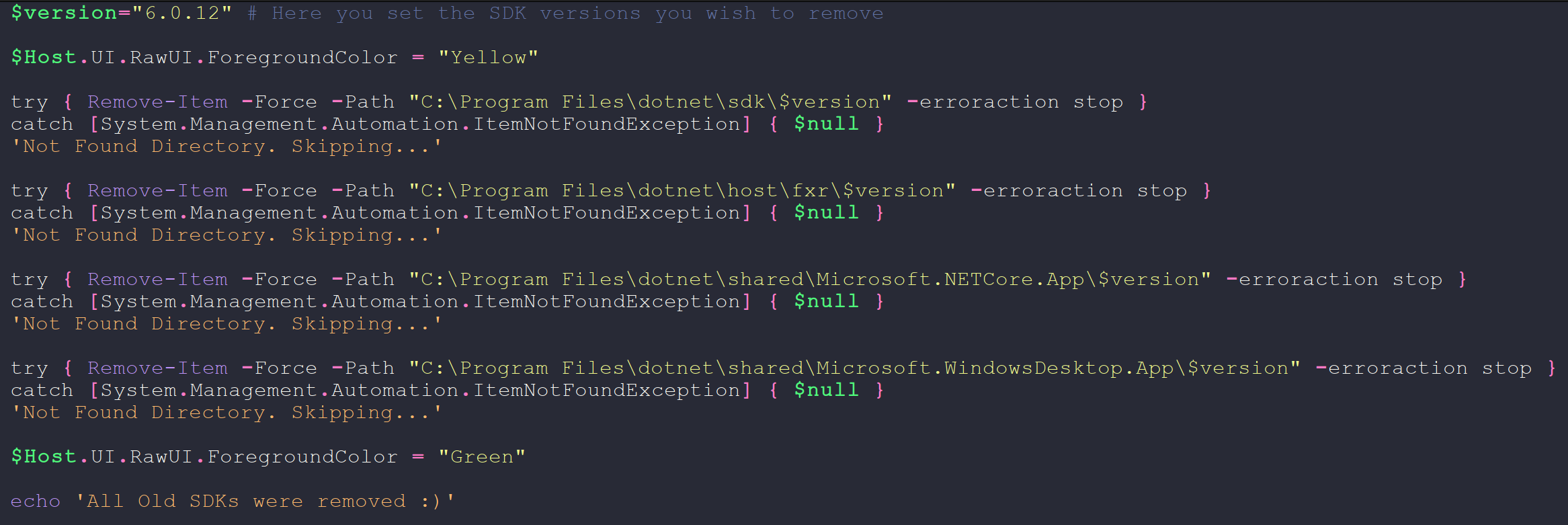 GitHub - JGMelon22/RemoveOldDotNET: Remove previous .NET SDK's minor ...