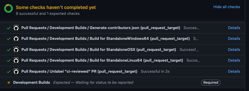 PR Check stuck at "Expected — Waiting for status to be reported ...