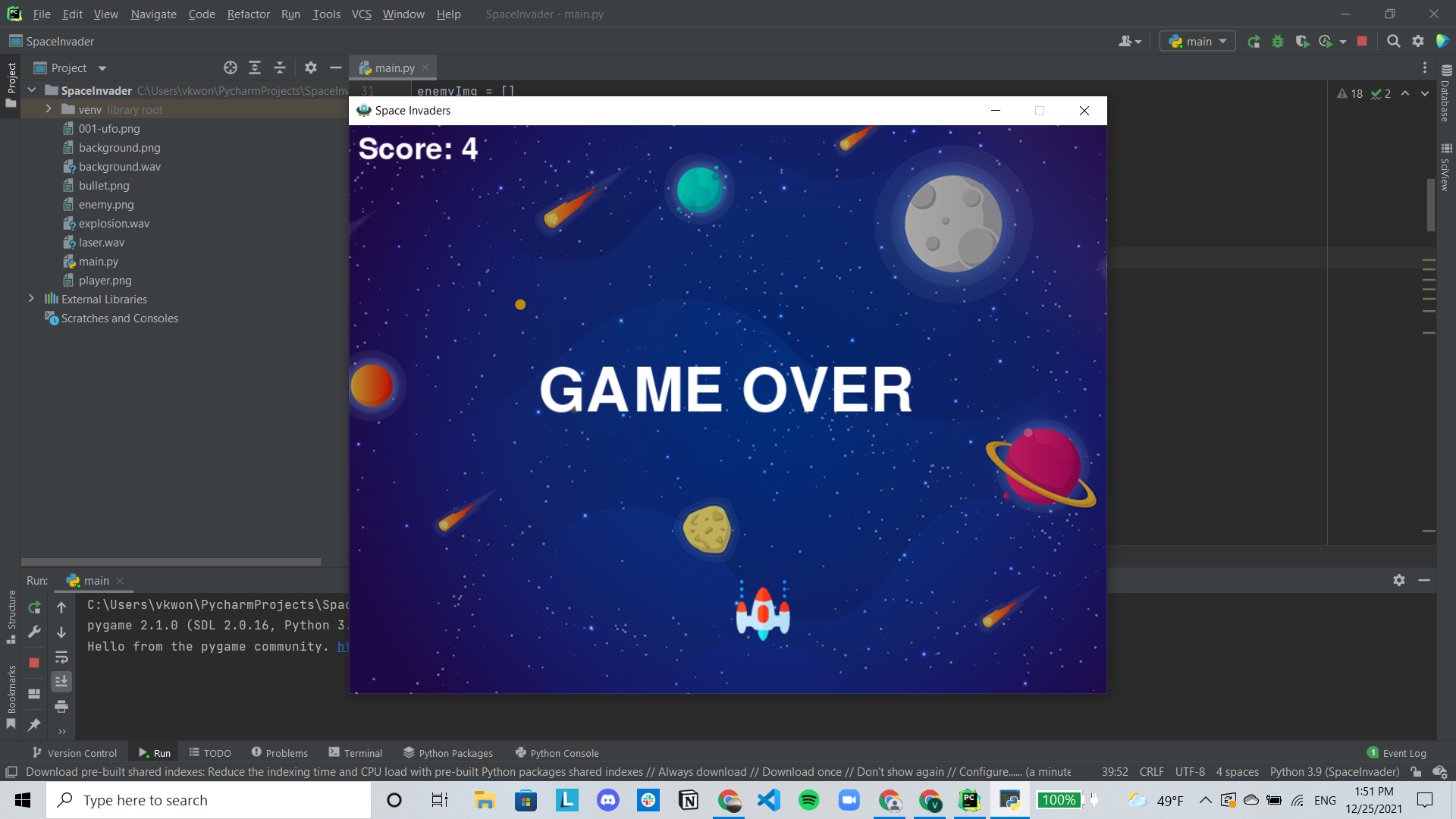 GitHub - vwong031/space-invaders-pygame-tut