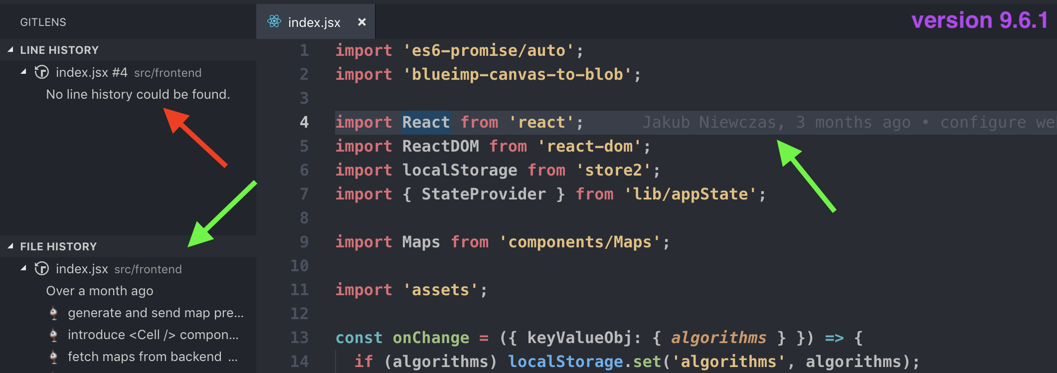 Sidebar Line History Box stopped working 9.6.0 > 9.6.1 · Issue 764