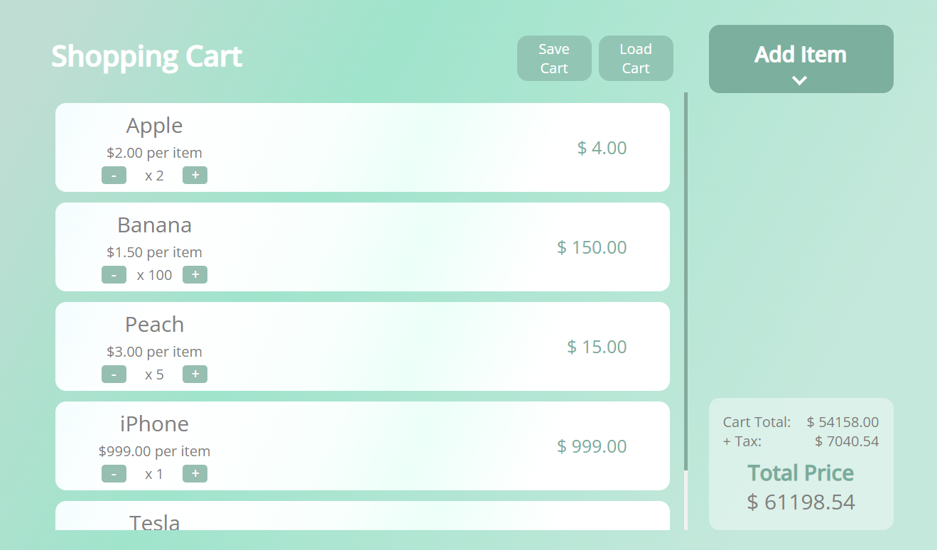 GitHub A shopping cart management application