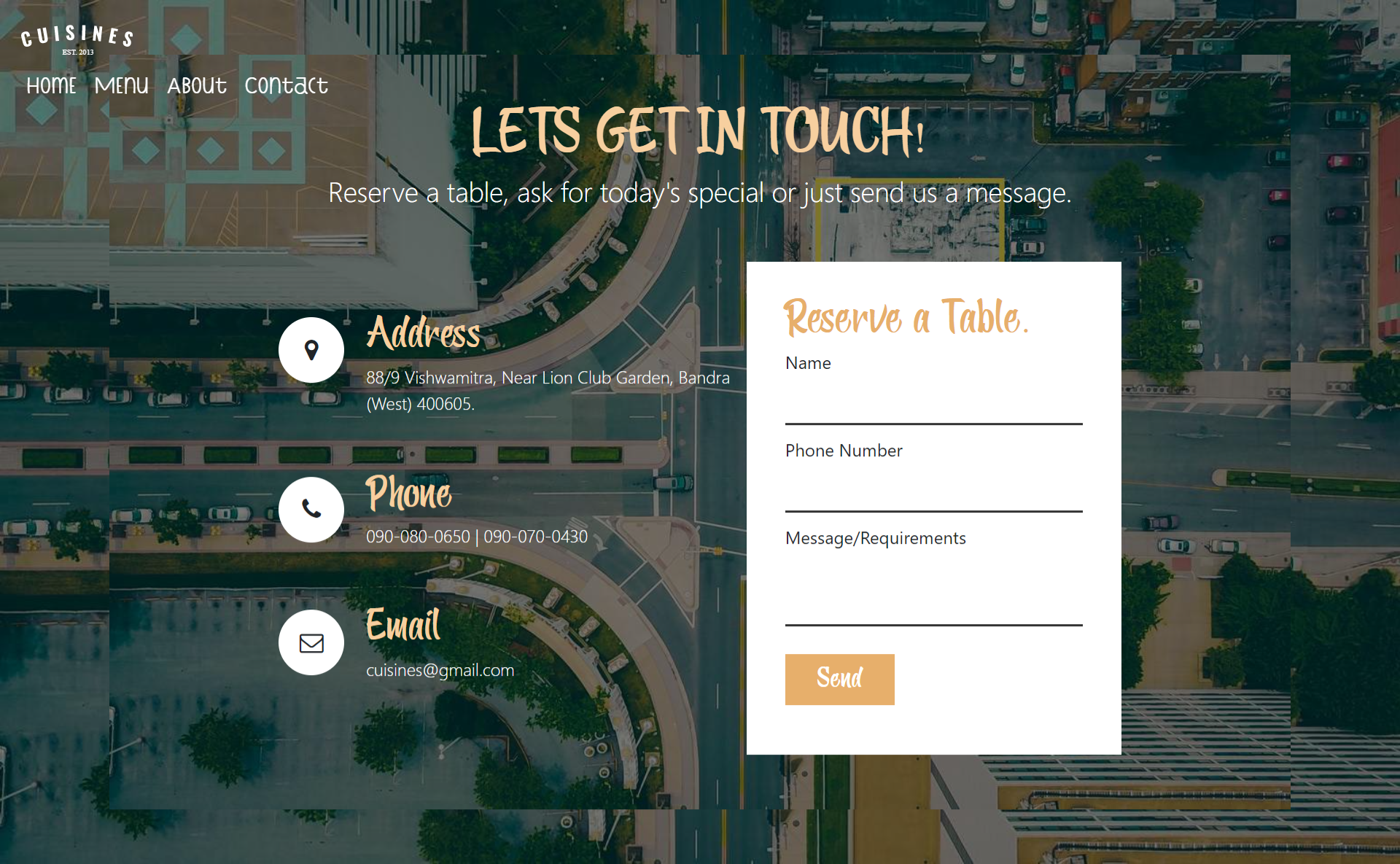 GitHub - shreyamoily/cuisines-website: A website for a fictional ...