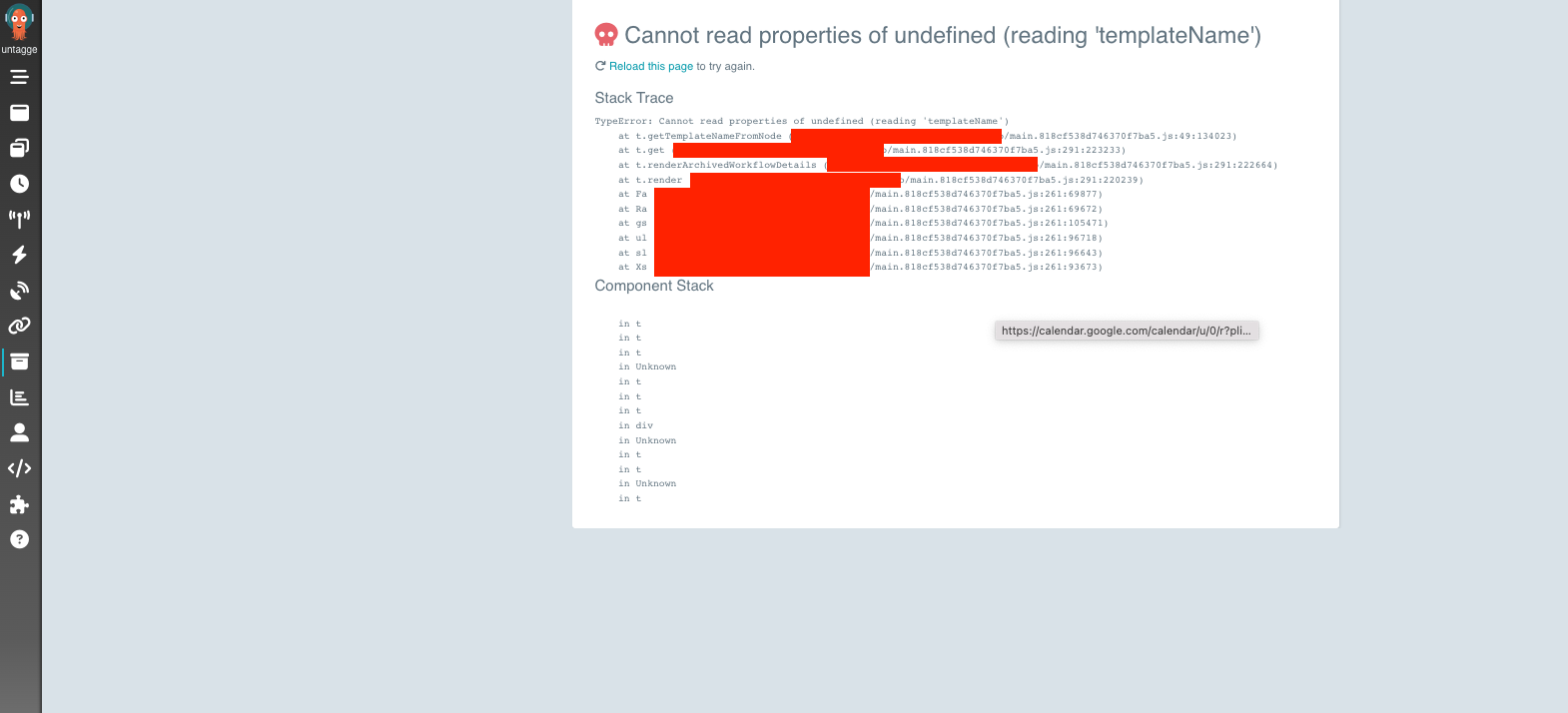 Error when clicking 