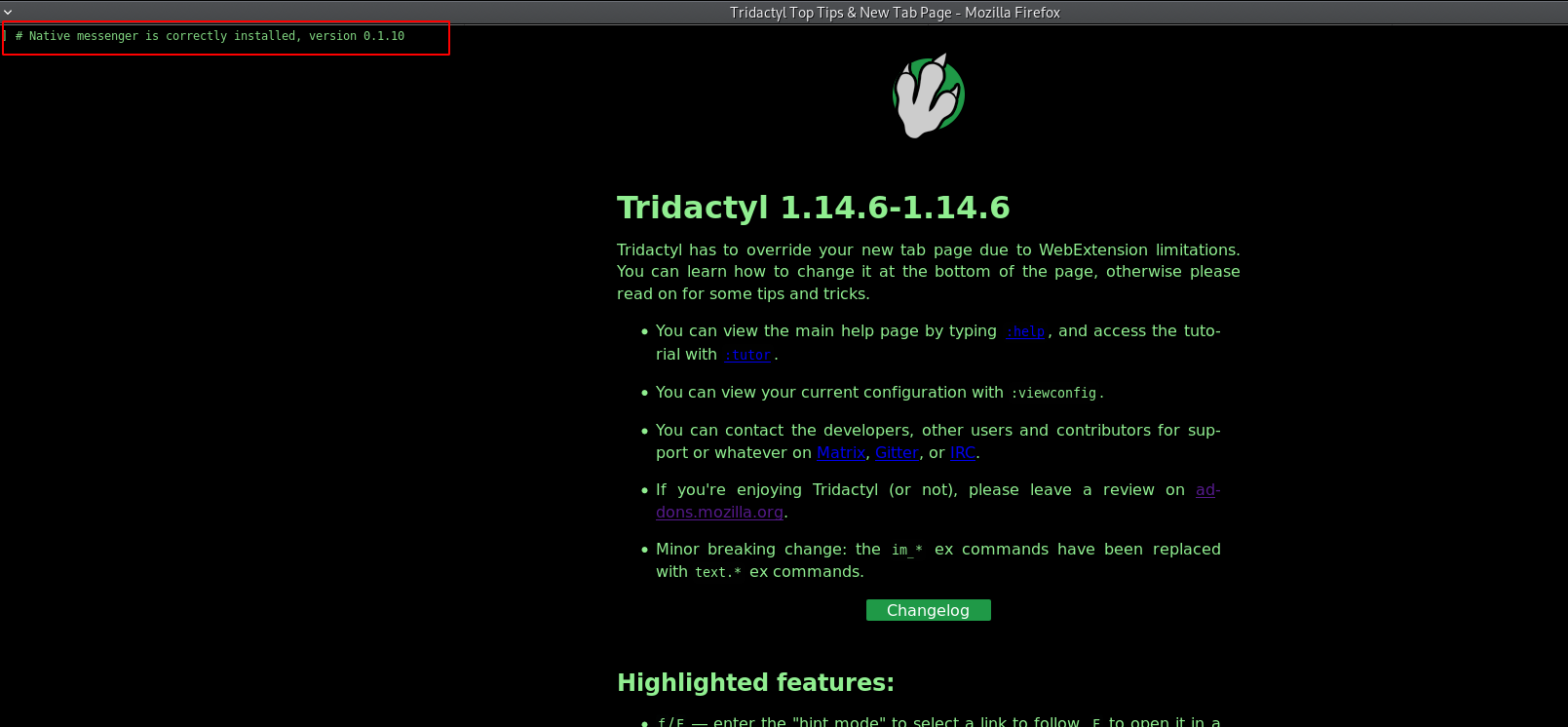 Tridactyl Command Is Covered By Browsers S Loading Information In Status Bar Issue 1284 Tridactyl Tridactyl Github