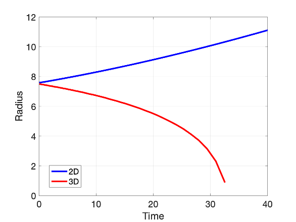 radius_evol_2D_vs_3D