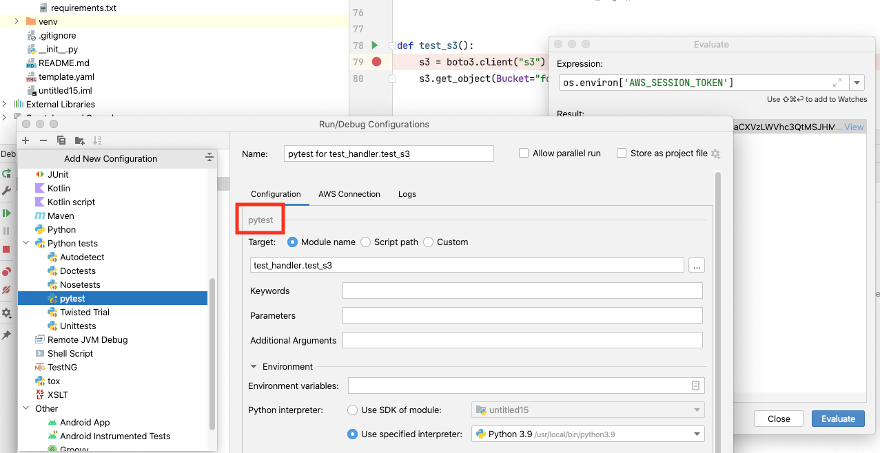 Can't use profile in PyCharm tests · Issue #3155 · aws/aws-toolkit ...