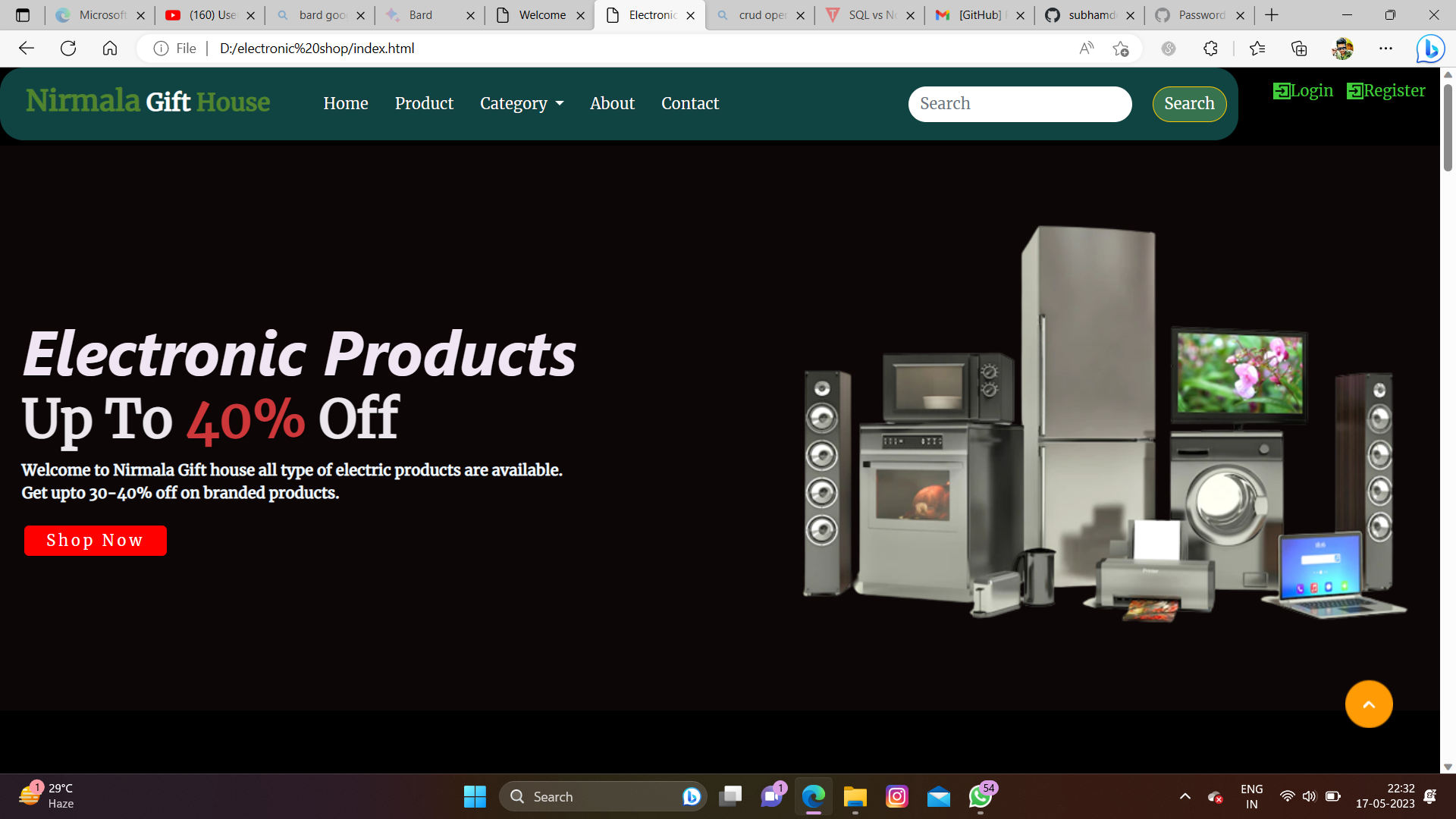 GitHub - subhamdey1234/electronic-shop: Created my Father's shop's ...