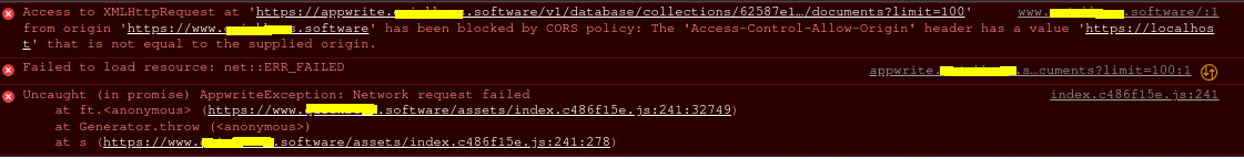 🐛 Bug Report: CORS problem when in production · Issue #3104 · appwrite ...