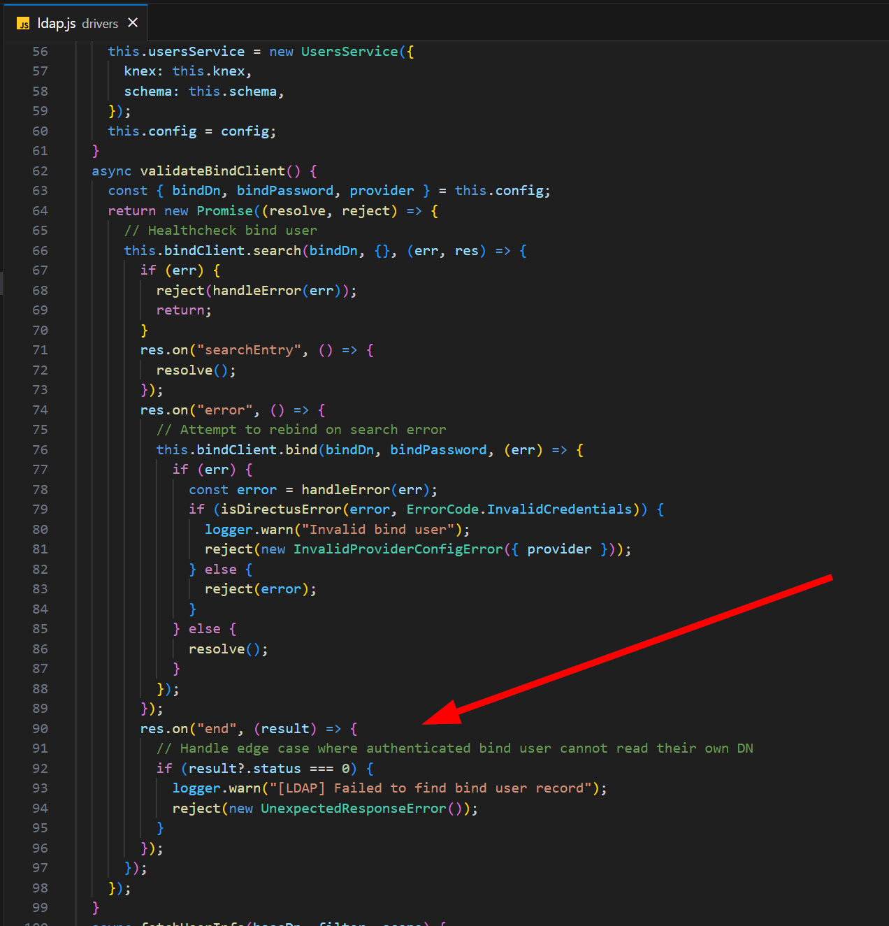 Error thrown on successful ldap authentication issue 19878