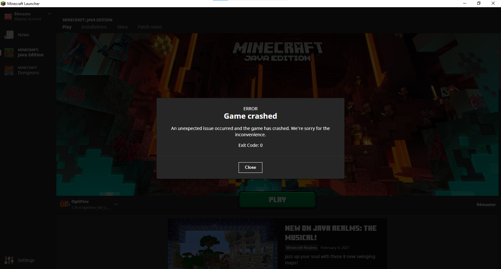 Crashes (EXIT CODE 0, HD U G7) · Issue #5389 · sp614x/optifine · GitHub