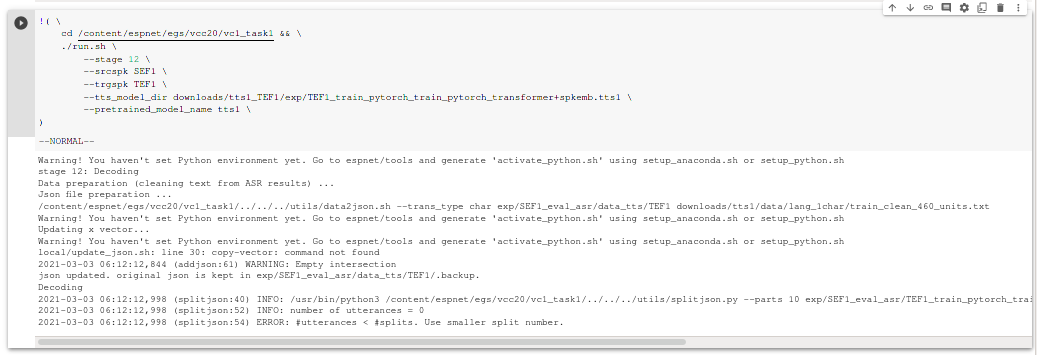 VOICE CONVERSION TRAINING ISSUE · Issue #2737 · espnet/espnet · GitHub