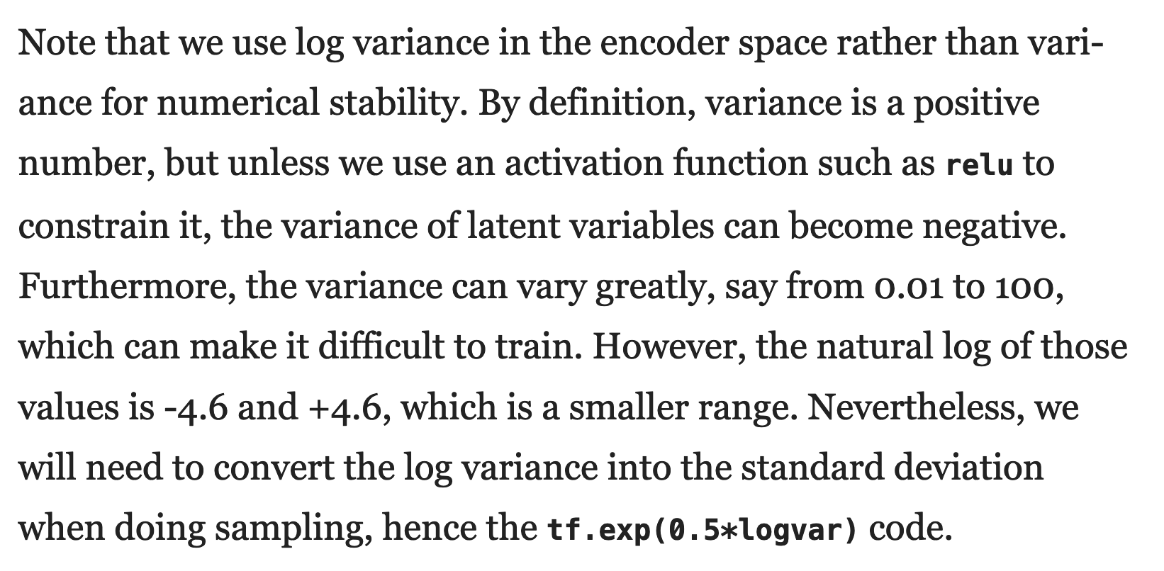 Why is Variational Autoencoder variance considered as a log-ed value ... image.