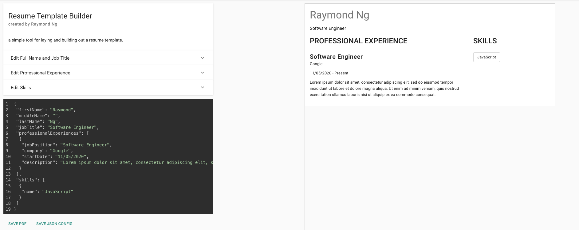 GitHub - rayng86/resume-builder: a simple resume builder web tool