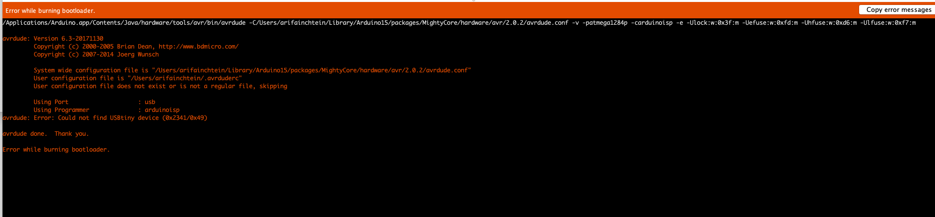 can not burn bootloader · Issue #150 · MCUdude/MightyCore · GitHub