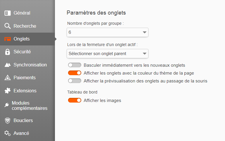 tab config