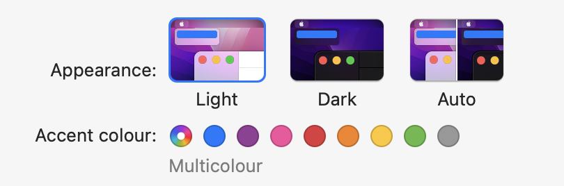 Colour variant/accent colour in macOS' System Preferences